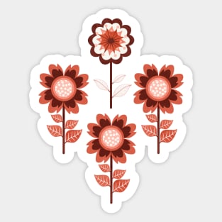 Retro Flowers V White Sticker